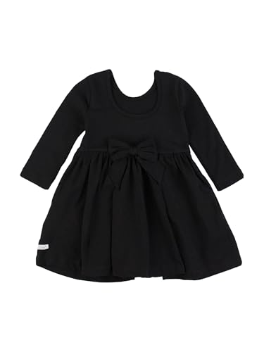 RuffleButts Black Knit Long Sleeve Twirl Dress - 52