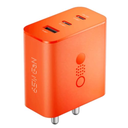 Image of CMF by Nothing Original Charger with Trio Port 65W Ultra-Fast Charging Charger Gan Tech Compatible with Nothing Phone 2A, CMF Phone 1, Nothing Phone 2 (Orange)