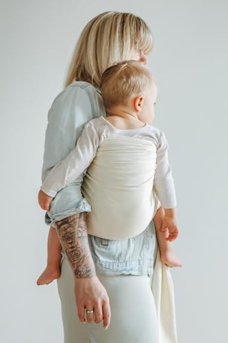 Shabany® - Ring Sling Tragetuch - 100% Bio Baumwolle - Babybauchtrage für Neugeborene Kleinkinder bis 15 KG - inkl. Baby Wrap Carrier Anleitung - beige (dances)