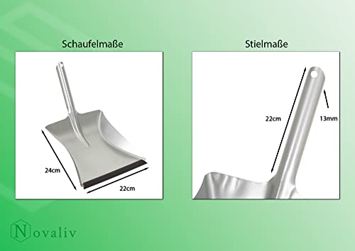 Novaliv 2X Kehrblech Set Kehrblechgarnitur Handfeger ROSSHAAR und Kehrblech mit Gummilippe Silber verzinkt Kehrblechbesen zum Aufkehren Handkehrset Kehrblechset Kehrschaufel Feger und Kehrblech – Bild 5