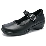 Mary Jane Shoes Women Memory Foam Arch Support Pumps Classic Round Toe Comfort Lightweight Orthopedic Lolita Flats Dress Shoes for Women Black US 8