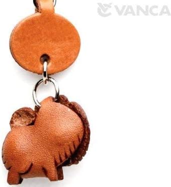 Pomeranian Leather Dog Small Keychain VANCA CRAFT-Collectible Keyring Charm Pendant Made in Japan image 4