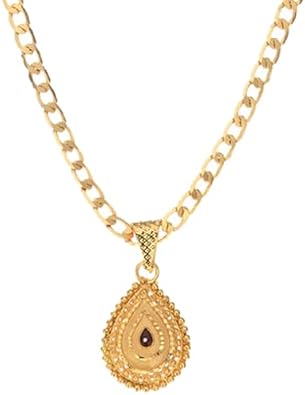 Gold Plated 22Inches Chain Necklace With Oval Pendant For Women Men Long Fashion Accessories Locket Jewellery_4563