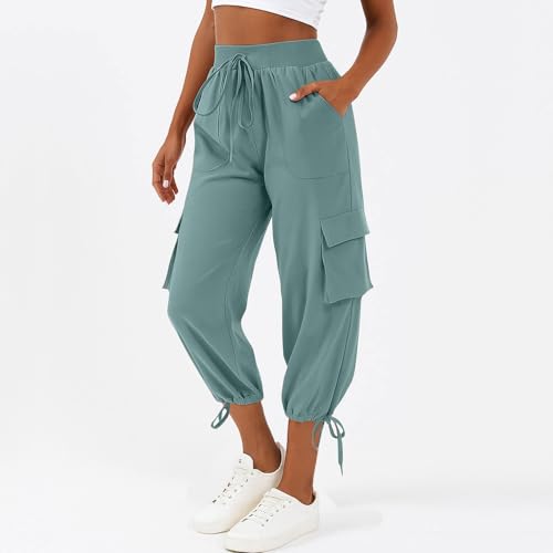 Women Capri Pants Summer Cargo Capris Quick Dry Cargo Pants Drawstring Hiking Pant with Pockets Cropped Pant2