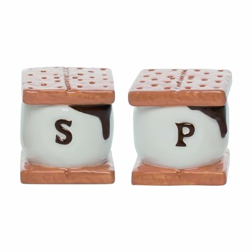 Transpac A5084 S'Mores Salt and Pepper Shaker, 1-inch Square, Set of 2, Dolomite