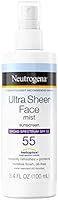 Neutrogena Ultra Sheer Face Mist Sunscreen Spray Broad Spectrum SPF 55 Lightweight NonGreasy Water Resistant OilFree...
