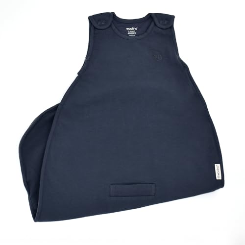 Image of Woolino 4 Season Ultimate Baby Sleep Sack - Merino Wool Baby Sleeping Bag, Organic Cotton Outer, Temperature Regulating Wearable Blanket, All Season, 2 Months-2 Years - Indigo