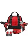 Cordless Power Tool Combo Kit, 2 Drills with LED Light, 1000 in-lbs Torque Impact Driver, 275 in-lbs Drill/Driver, 2 Batteries and Bag