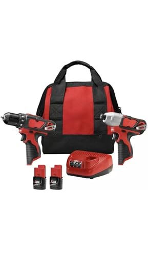 Cordless Power Tool Combo Kit, 2 Drills with LED Light, 1000 in-lbs Torque Impact Driver, 275 in-lbs Drill/Driver, 2 Batteries and Bag