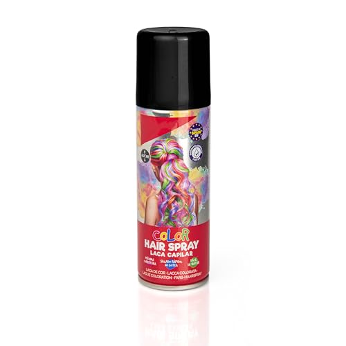 Laca de Cabelo Cor Preto 125ml - Spray de Cores para Cabelo Coloração Rápida, Lavável