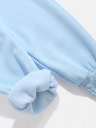 ZAFUL Men's Letter Print Sweatpants Fuzzy Drawstring Waist Joggers Pants Straight Leg Casual Trouser with Pocket3