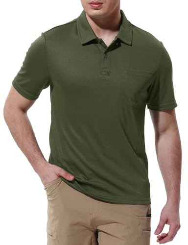 Image of Rdruko Men's Polo Shirts Short Sleeve Quick Dry Outdoor Golf Sports Shirts with Pocket