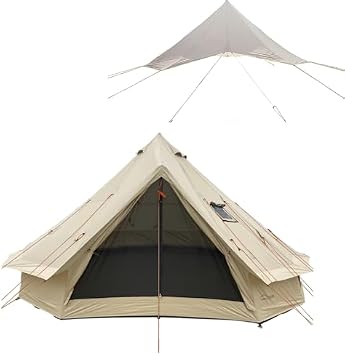 DANCHEL OUTDOOR B2 16.4FT/5M Yurt with Waterproof Rain Fly Tent Trap, Backpacking Bell Tent with Cover for 6 Person Camping Glamping