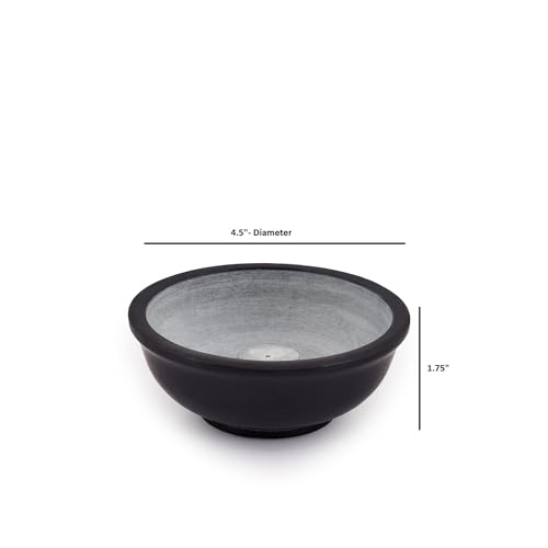Kaizen Casa Grey Incense Holder Smudge Bowl, Stone Ritual Display Bowl - Kitchen Table Decor Gift (11.43cm x 11.43cm x 4.44cm)