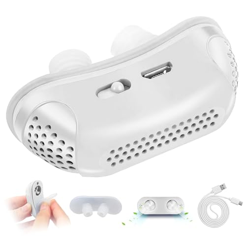 Anti Snoring Devices, Effective Snoring Prevention, Twin Turbine Electric Adjustable and Breathable, Adjustable Wind Speed, Snoring Solution for Men and Women, Suitable for All Nose Shapes. White - 12