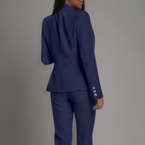 Womens Fall Fashion 2 Piece Blazer Sets Open Front Long Sleeve Blazers and Slim Fit Pants Suits Set for Office Work4