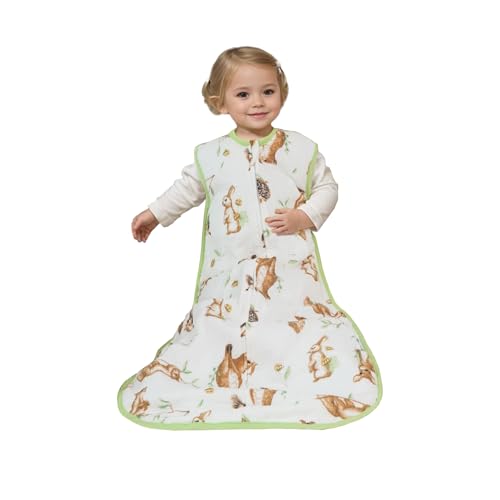 Image of Toddler Muslin Cotton Sleep Sack 0.5-0.7 TOG - Sleeveless Wearable Blanket for Baby & Toddler (3-5T), Breathable Lightweight Sleep Sack with 4-Layer Front & 2-Layer Back, Soft All-Season Sleeping Bag