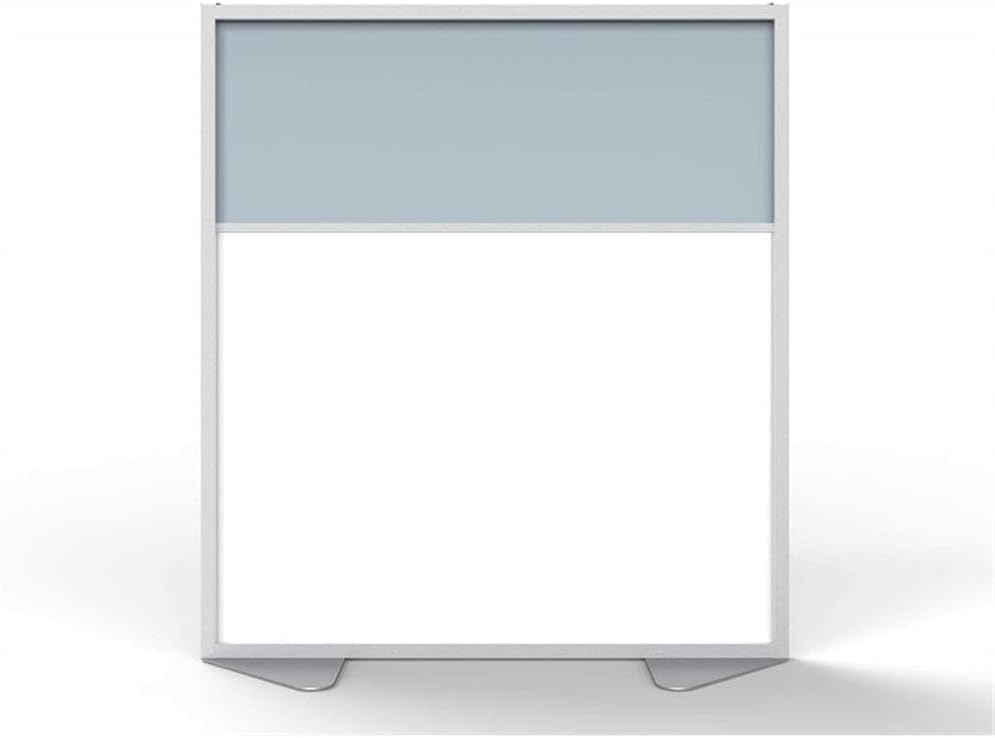 Pemberly Row Vinyl Floor Partition, 53.86" H x 48.06" W, Aluminum Frame, Silver Finish, 2 Split Panel Infill, Modular Room Divider for Offices, Classrooms, Collaboration or Privacy