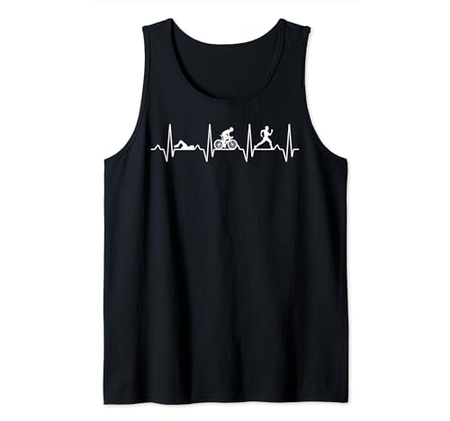 Swim Bike Run Heart Pulse, EGK y Heartbeat con triatleta Camiseta sin Mangas