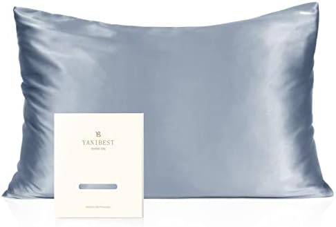 YANIBEST Silk Pillowcase for Hair and Skin 22 Momme 600 Thread Count 100% Mulberry Silk Bed Pillowcase with Hidden Zipper, 1 Pack Standard Size Pillow Case