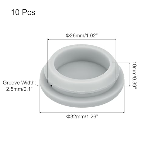 Image of MECCANIXITY 10pcs Silicone Snap in Locking Hole Plugs,26mm /1 Inch Mounting Diameter Narrow Groove Width 2.5mm Panel Seal Cover Round for Kitchen Bulkheads Waterproof Sealing Plugs Grey