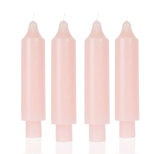 MAITREYA Pink Short Taper Candle Candlesticks Dripless Dinner Candle for Wedding Party Decoration Home Dinner,6.5inch,4 Pack