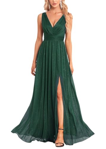 ORANDESIGNE Abendkleider Elegant für Hochzeit Abendkleid Damen Lang Tüll Kleid Paillettenkleid Chiffonkleid Damen Brautjungfernkleid Abschlusskleid...