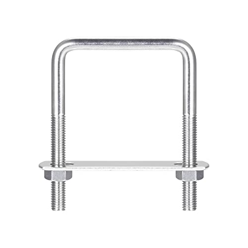 Image of uxcell Square U-Bolts, 5 Sets 62mm(2.44 inch) Inner Width 90mm Length M8 304 Stainless Steel U Clamp Bolt with Nuts and Plates, for Boat Trailer