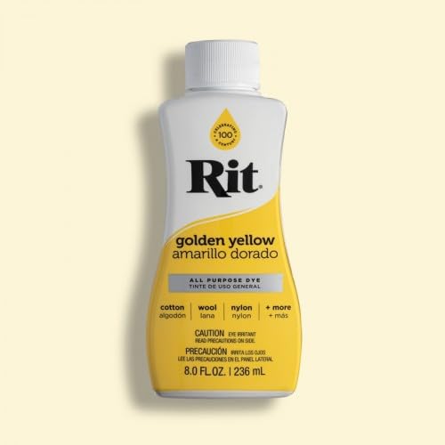 Easy to Use All Purpose Liquid Dye, 236 mL, Multiple Colours Available, Suitable for Cotton Silk Wool Nylon Rayon and More (Golden Yellow)