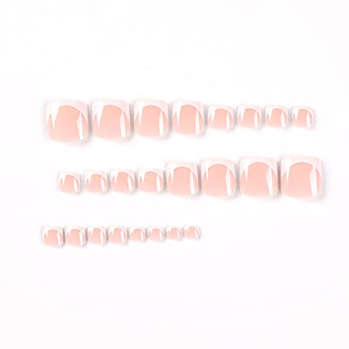 Clataly 24pcs Square Crystal Flowers Fake Toenails Glossy Press on Toe Nails Short Acrylic False Toes Nails Artificial Toenail for Women Girls (C) - Image 2