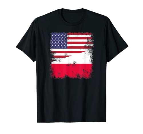 Bandera media polaca | Regalo Vintage Poland USA Camiseta