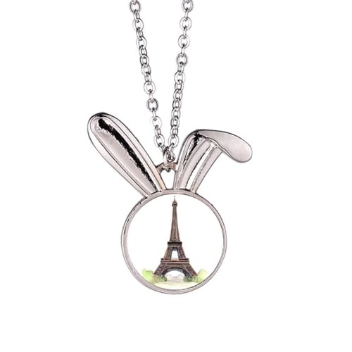 Collier Tour Eiffel Paris avec lapin finement ciselé finition prestige