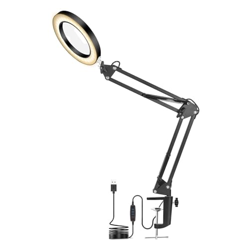 Loupe avec lumière pour travail de précision lampe de bureau pliable 5x réglable