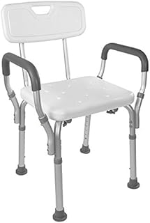 Vaunn Medical Shower Chair Bath Seat With Padded Arms, Removable Back and Adjustable Legs, Bathtub Safety and Support