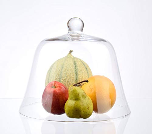 Campana a cupola in vetro trasparente a mano, 23 cm