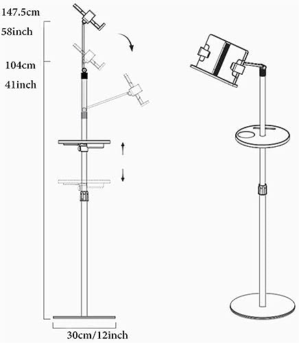 Bookstand for Reading in Bed, Floor Book Holder for Reading, Book Stand for Reading Adjustable Height Angle, Hands Free Cookbook Holder Stand for Magazines (/White) (/White)