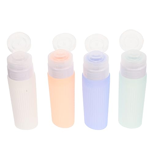 BESTYASH 4 piezas Botellas de Viaje de Silicona Rellenables Juego de Botellas Vacías y Prueba de Fugas para Champú y Lociones Accesorios de Viaje Prácticos y Ligeros