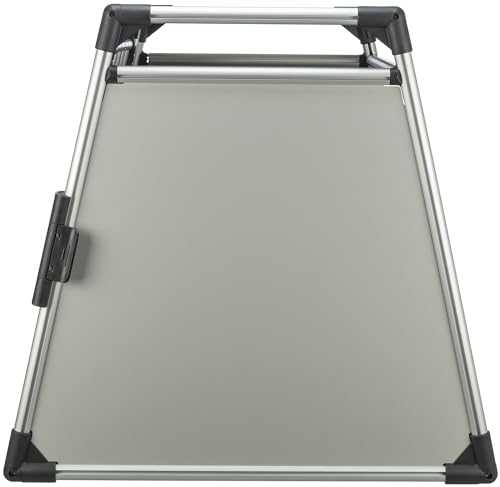 TRIXIE Hunde-Transportbox Aluminium in silber – XL: 94 × 87 × 88 cm, stabile und geräuscharme Hundebox mit abgeschrägten Seiten, Sicherheitsverschluss & rutschfester Liegematte – 39346