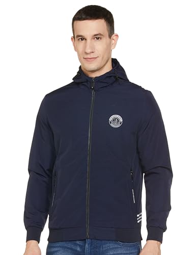Image of Qube By Fort Collins Men's Regular Fit Windbreaker Jacket - All-Weather & Winter Protection, Lightweight & Windproof