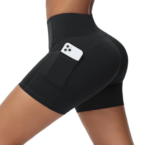 baleaf Sweatleaf Women's Workout Shorts Light Compression High Waisted Yoga Spandex Volleyball Biker Shorts 3 Pockets