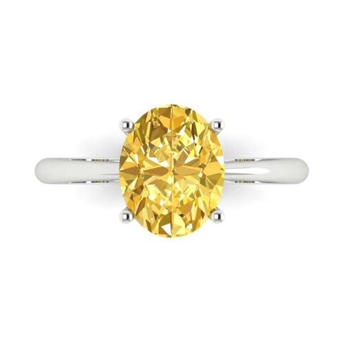Clara Pucci 2.5 ct Oval Cut Created Yellow Diamond 14k Gold Solitaire Wedding Engagement Bridal Promise Ring
