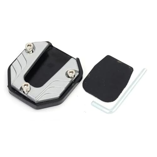 支架?支架延? オートバイ用アルミ合金キックスタンドエクステンダー フットサイドスタンド延長パッドサポートプレート 滑り止め拡大スタンドアクセサリー(1pc Silver)