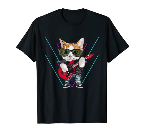 Cat Guitarrista de Rock and Roll Músico Camiseta