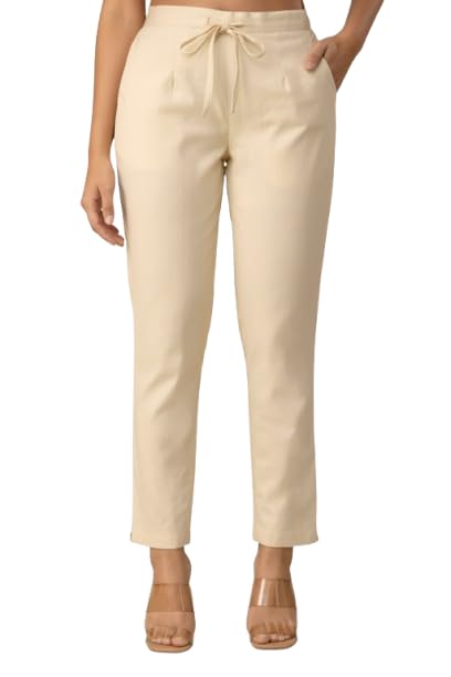 Moirai Solid Regular Fit Cotton Women Trousers Ethnic Kurti Pants Casual Formal Office