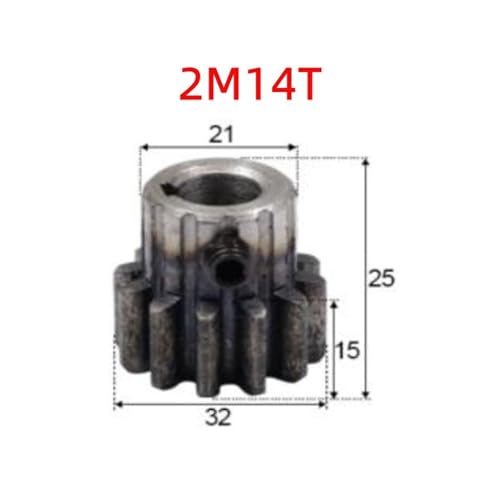 Piñón de cremallera Módulo 2 de 14 dientes para transmisión industrial con eje de 8 mm 2