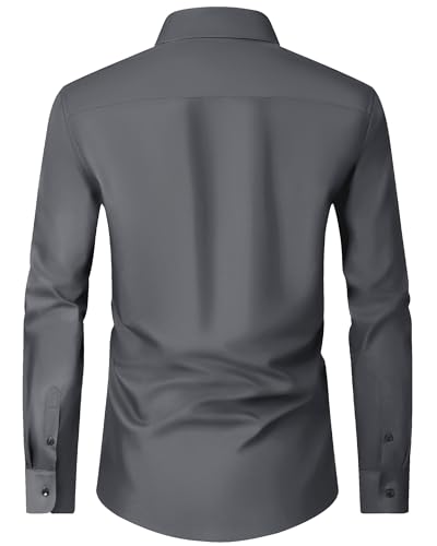 Image of Alimens & Gentle Men's Dress Shirts Long Sleeve Wrinkle Free Stretch Business Casual Wedding Button Down Shirt