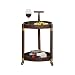 Produktbild B-K Vier Räder Portable Tool Storage Cart Shelf Warenkorb, Holz Wohnzimmer Rack Double-Layer Große Kapazität Multifunktions-Hotel High-End-Restaurant Küche Obst Rack, Gold, 44X67 Utility Cart, Pfi