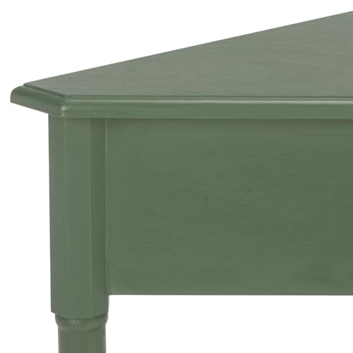 Image of SAFAVIEH Furniture - Gomez 1-Drawer Corner Table - Dusty Green - Solid Wood - Classic Corner Storage Design - Ideal for Entryway, Living Room, Home Office, 33.1 inch W x 17.3 inch D x 28 inch H (AMH5709J)