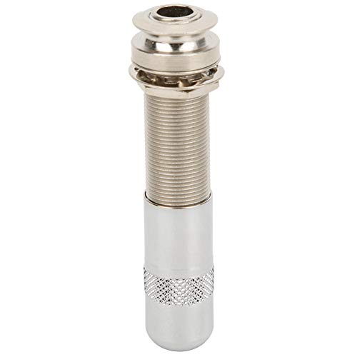 Guitar End Pin Endpin, Threaded Cylinder Style 1/4in Socket for Acoustic Guitar DIY Pickups Silver Copper Bass Connector with Strap Closure Accessory