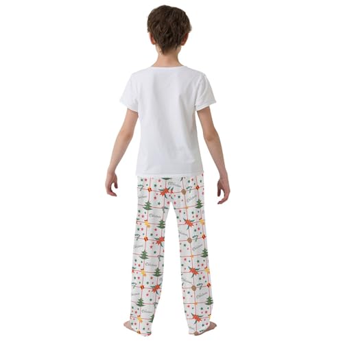 Christmas Tree Plaid Boys Long Pants Soft Trousers Elastic Waist Kids Lounge Bottoms with Pockets S-XL3